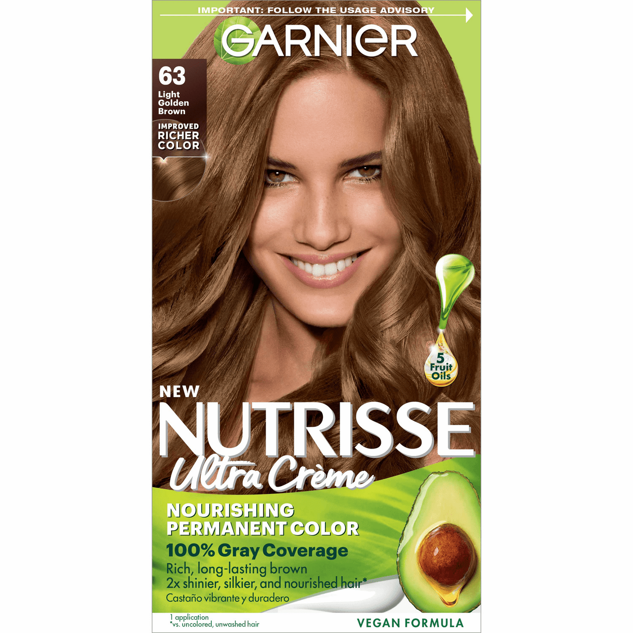 Garnier Nutrisse Permanent Creme Haircolor #63 Light Brown, 1 Ea
